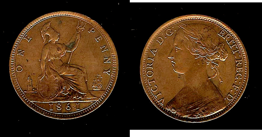English penny 1861 EF
